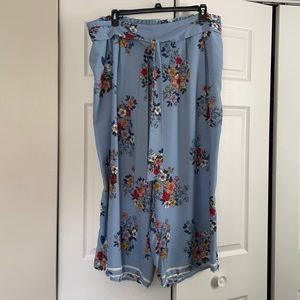 Wide leg floral pants